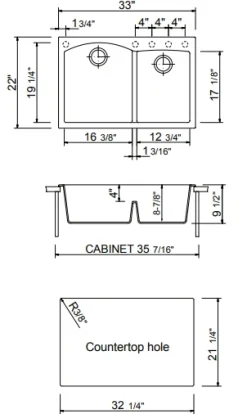 BOCCHI Campino Duo 33" Dual Mount Composite Granite Kitchen Sink, 60/40 Double Bowl, Concrete Gray, 1602-506-0126