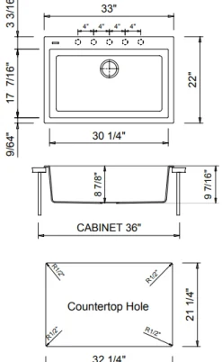 BOCCHI Campino Uno 33" Dual Mount Composite Granite Kitchen Sink, Matte Black, 1604-504-0126