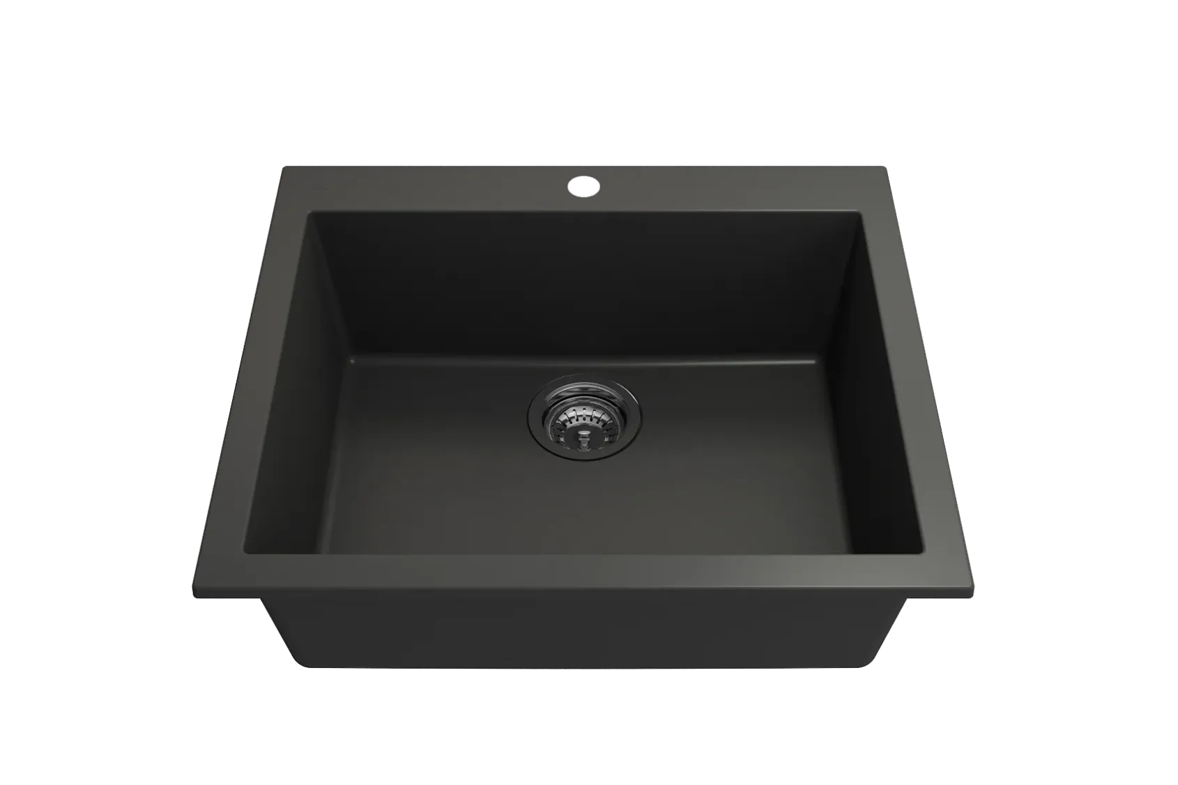 BOCCHI Campino Uno 24" Dual Mount Composite Granite Kitchen Sink, Matte Black, 1606-504-0126