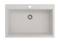 BOCCHI Campino Uno 33" Dual Mount Granite Kitchen Sink Kit with Accessories, Milk White, 1604-507-0126