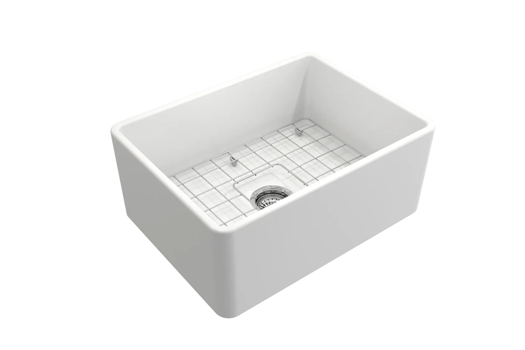 BOCCHI Classico 24" Fireclay Farmhouse Apron Single Bowl Kitchen Sink, Matte White, 1137-002-0120