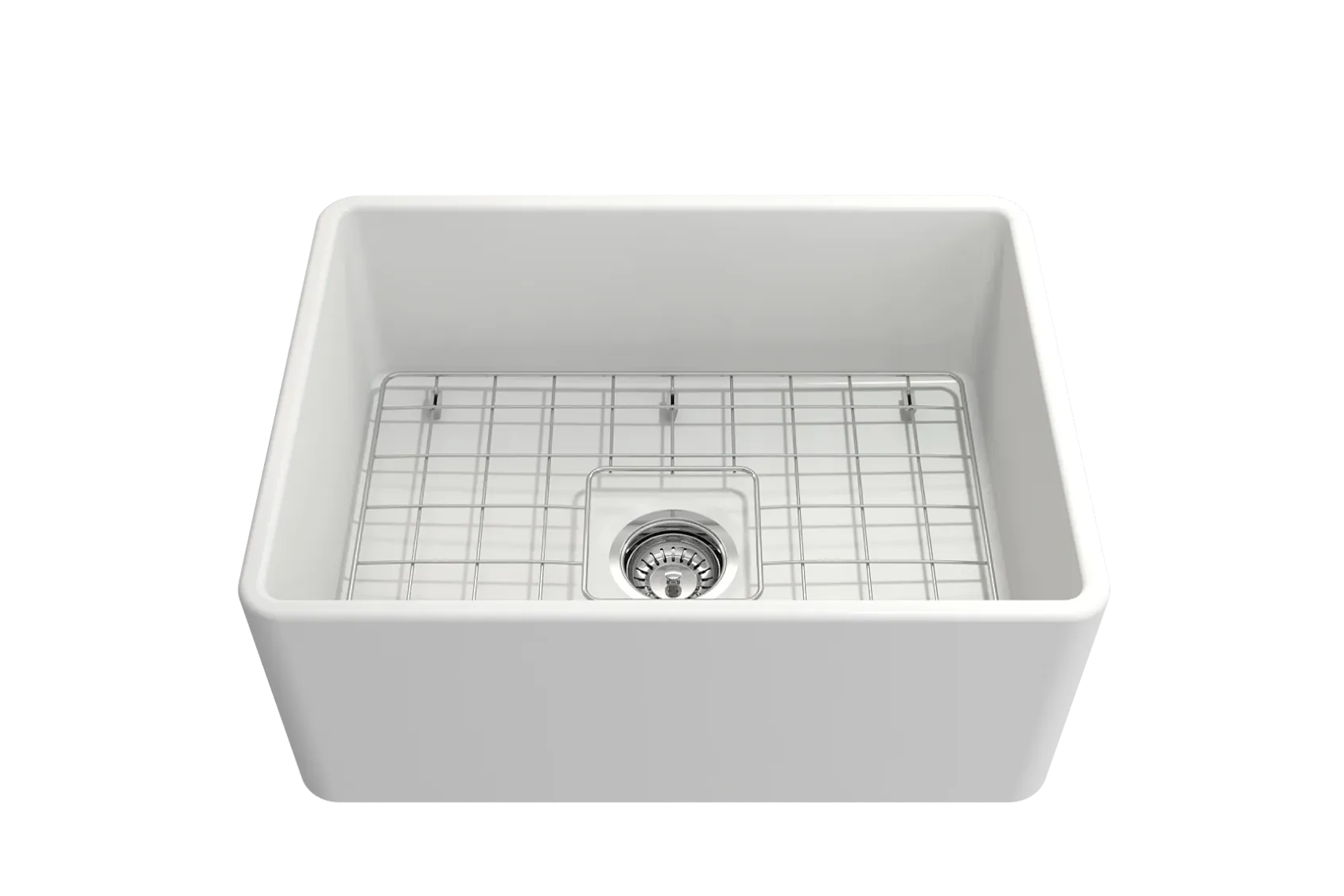 BOCCHI Classico 24" Fireclay Farmhouse Apron Single Bowl Kitchen Sink, Matte White, 1137-002-0120