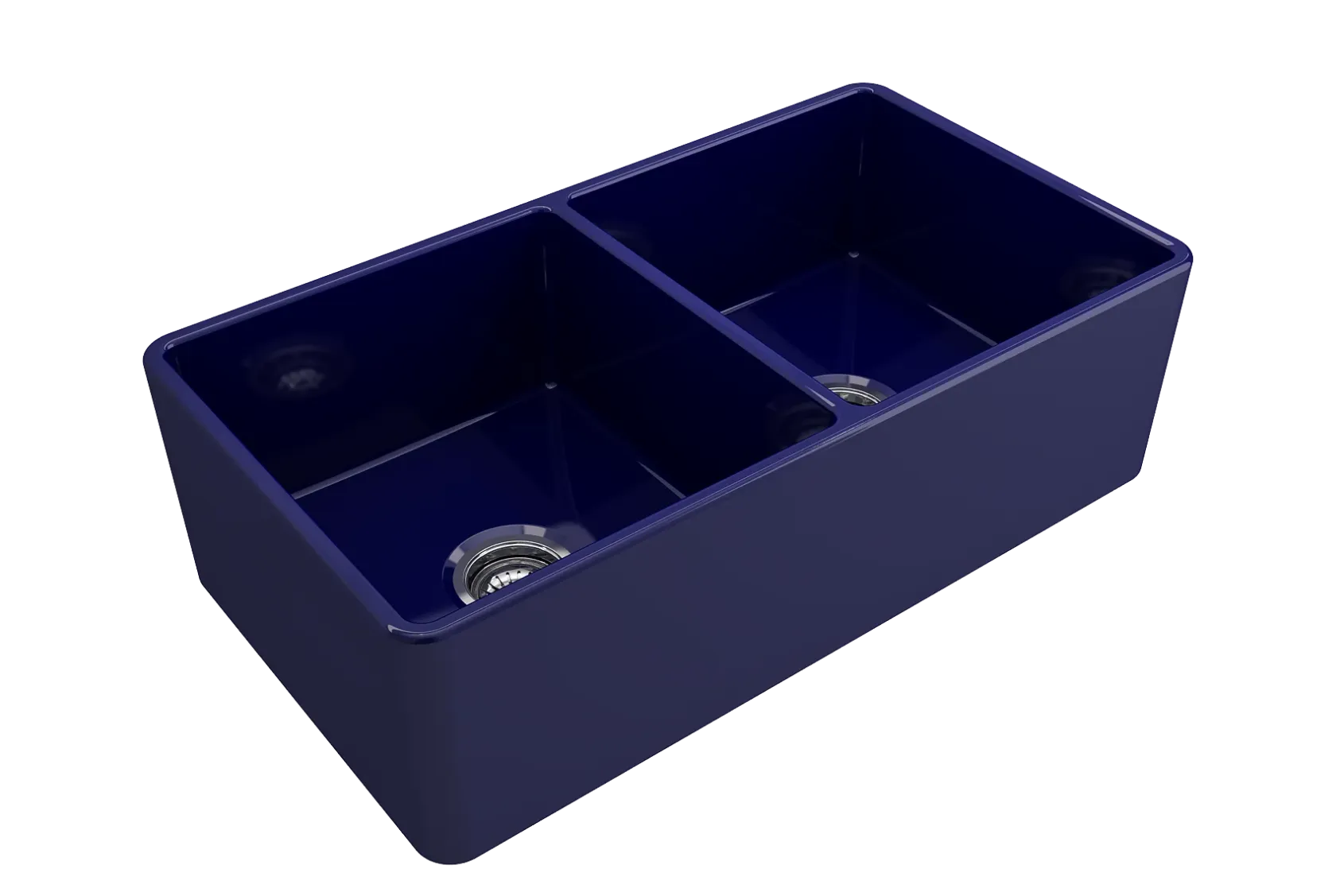 BOCCHI Classico 33" Fireclay Farmhouse Apron 50/50 Double Bowl Kitchen Sink, Sapphire Blue, 1139-010-0120