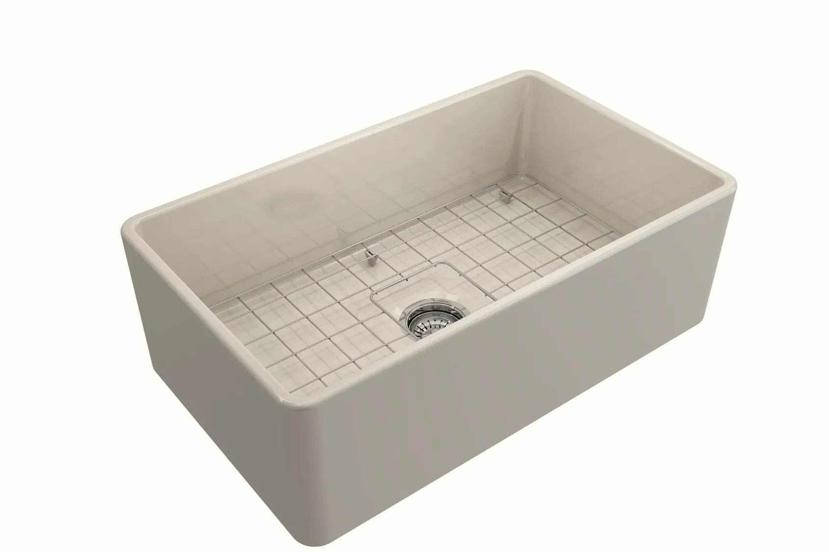 BOCCHI Classico 30" Fireclay Farmhouse Apron Single Bowl Kitchen Sink, Biscuit, 1138-014-0120