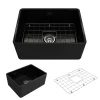 BOCCHI Classico 24" Fireclay Farmhouse Apron Single Bowl Kitchen Sink, Black, 1137-005-0120
