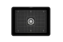 BOCCHI Classico 24" Fireclay Farmhouse Apron Single Bowl Kitchen Sink, Black, 1137-005-0120