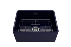 BOCCHI Classico 24" Fireclay Farmhouse Apron Single Bowl Kitchen Sink, Sapphire Blue, 1137-010-0120
