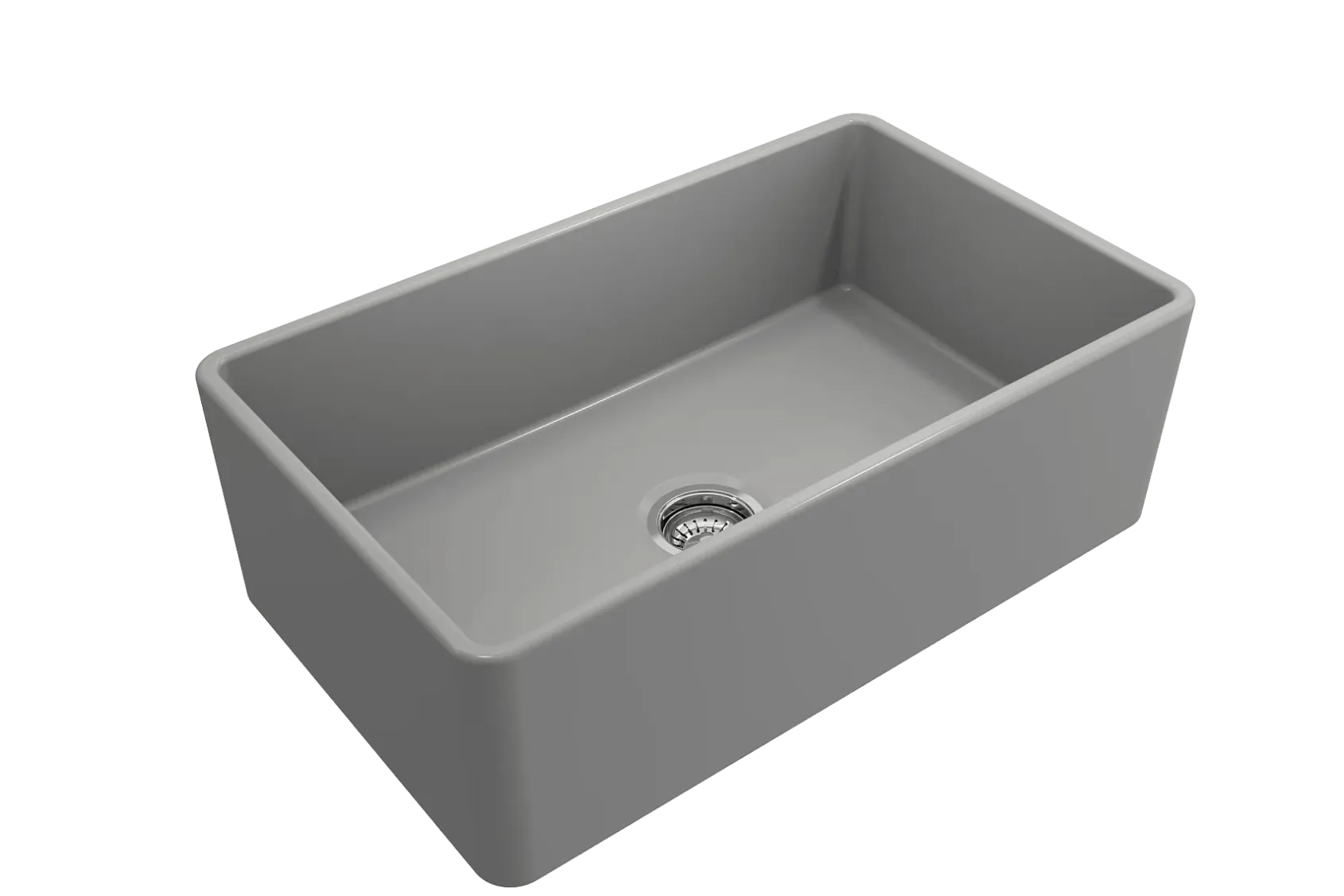 BOCCHI Classico 30" Fireclay Farmhouse Apron Single Bowl Kitchen Sink, Matte Gray, 1138-006-0120