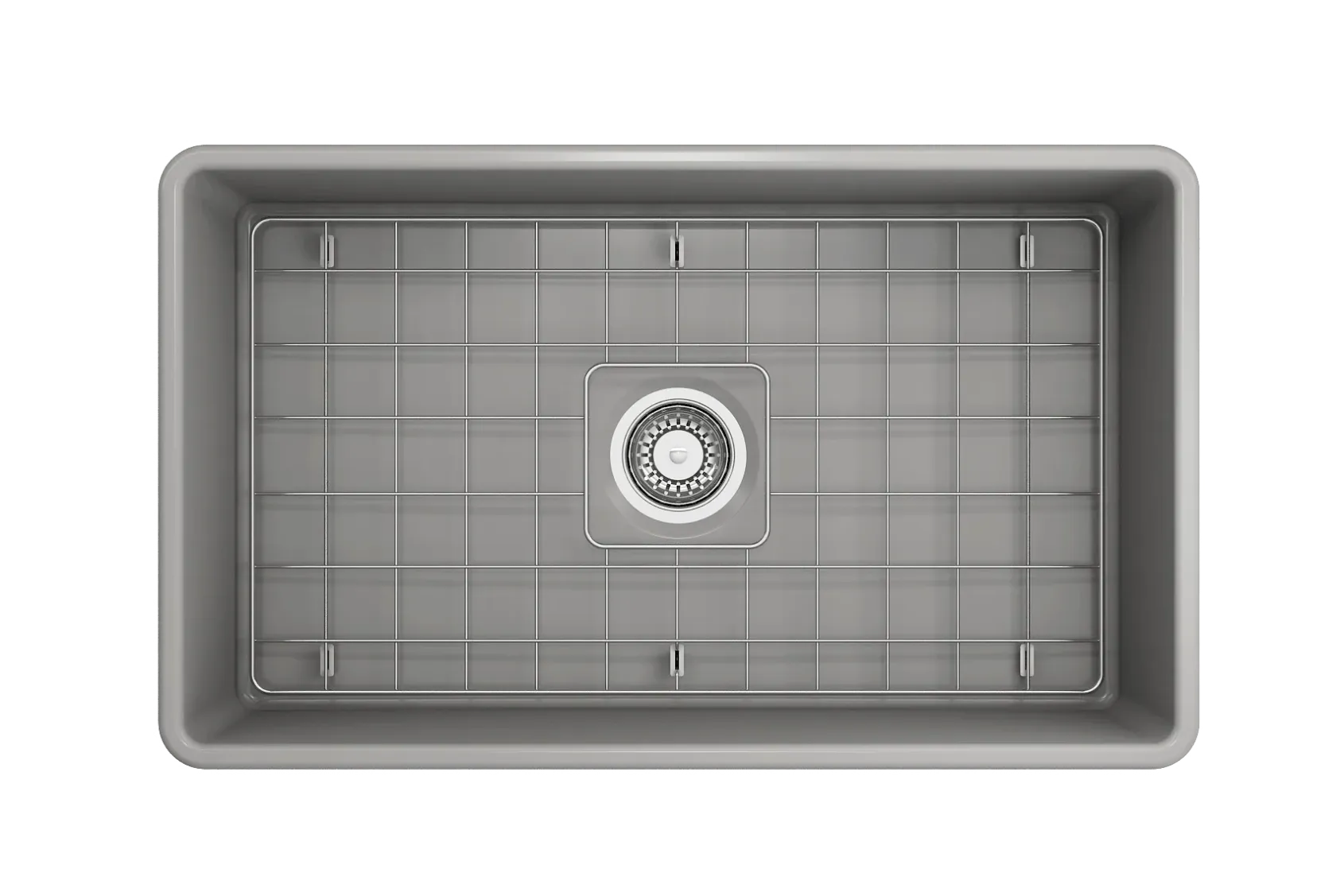 BOCCHI Classico 30" Fireclay Farmhouse Apron Single Bowl Kitchen Sink, Matte Gray, 1138-006-0120