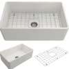 BOCCHI Classico 30" Fireclay Farmhouse Apron Single Bowl Kitchen Sink, White, 1138-001-0120