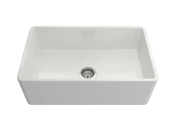 BOCCHI Classico 30" Fireclay Farmhouse Apron Single Bowl Kitchen Sink, White, 1138-001-0120
