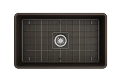 BOCCHI Classico 30" Fireclay Farmhouse Apron Single Bowl Kitchen Sink, Matte Brown, 1138-025-0120