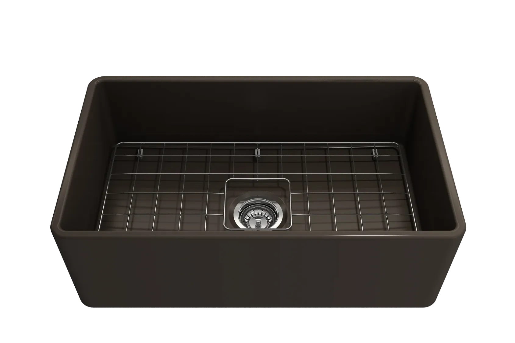 BOCCHI Classico 30" Fireclay Farmhouse Apron Single Bowl Kitchen Sink, Matte Brown, 1138-025-0120