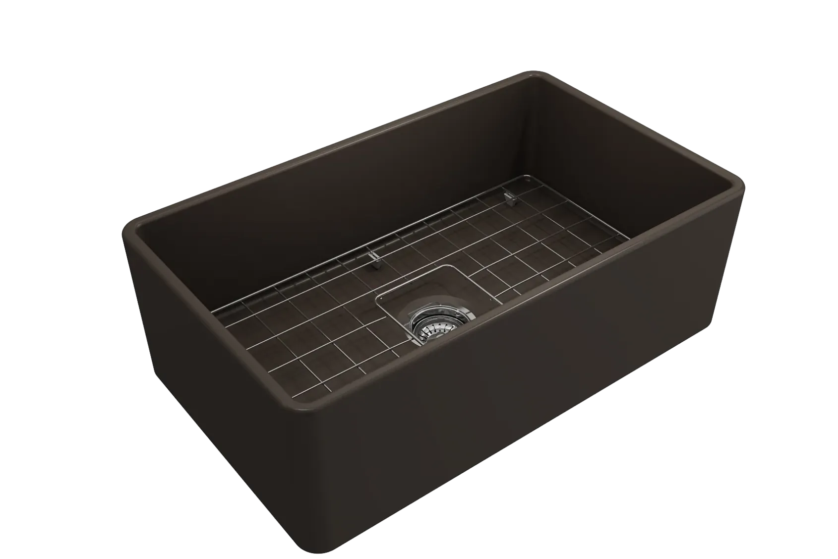 BOCCHI Classico 30" Fireclay Farmhouse Apron Single Bowl Kitchen Sink, Matte Brown, 1138-025-0120