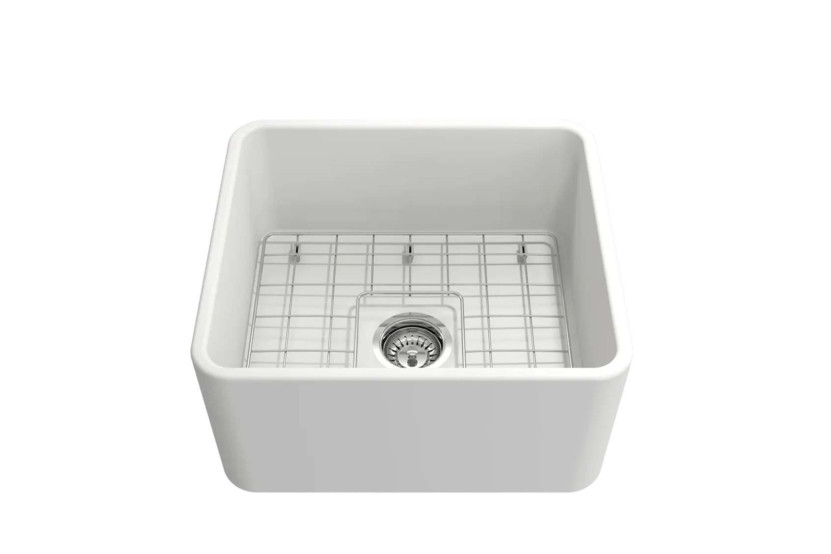 BOCCHI Classico 20" Fireclay Farmhouse Apron Single Bowl Kitchen Sink, Matte White, 1136-002-0120