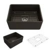 BOCCHI Classico 24" Fireclay Farmhouse Apron Single Bowl Kitchen Sink, Matte Brown, 1137-025-0120