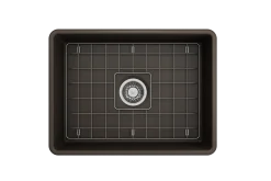 BOCCHI Classico 24" Fireclay Farmhouse Apron Single Bowl Kitchen Sink, Matte Brown, 1137-025-0120