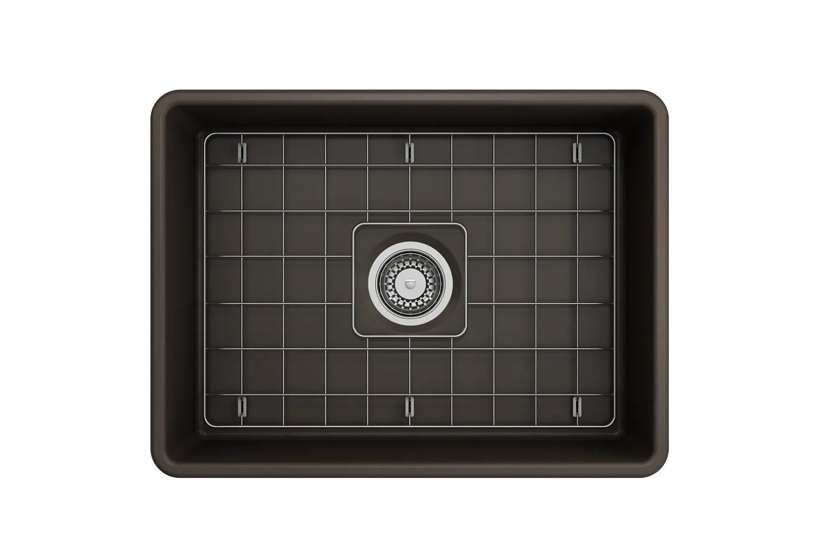 BOCCHI Classico 24" Fireclay Farmhouse Apron Single Bowl Kitchen Sink, Matte Brown, 1137-025-0120