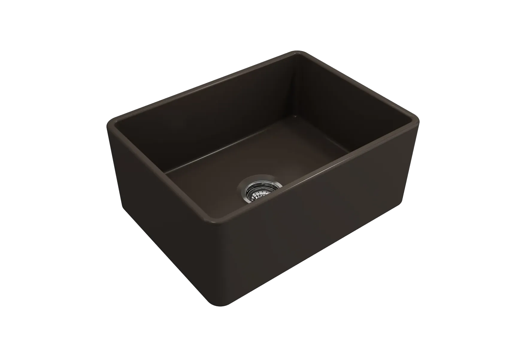 BOCCHI Classico 24" Fireclay Farmhouse Apron Single Bowl Kitchen Sink, Matte Brown, 1137-025-0120