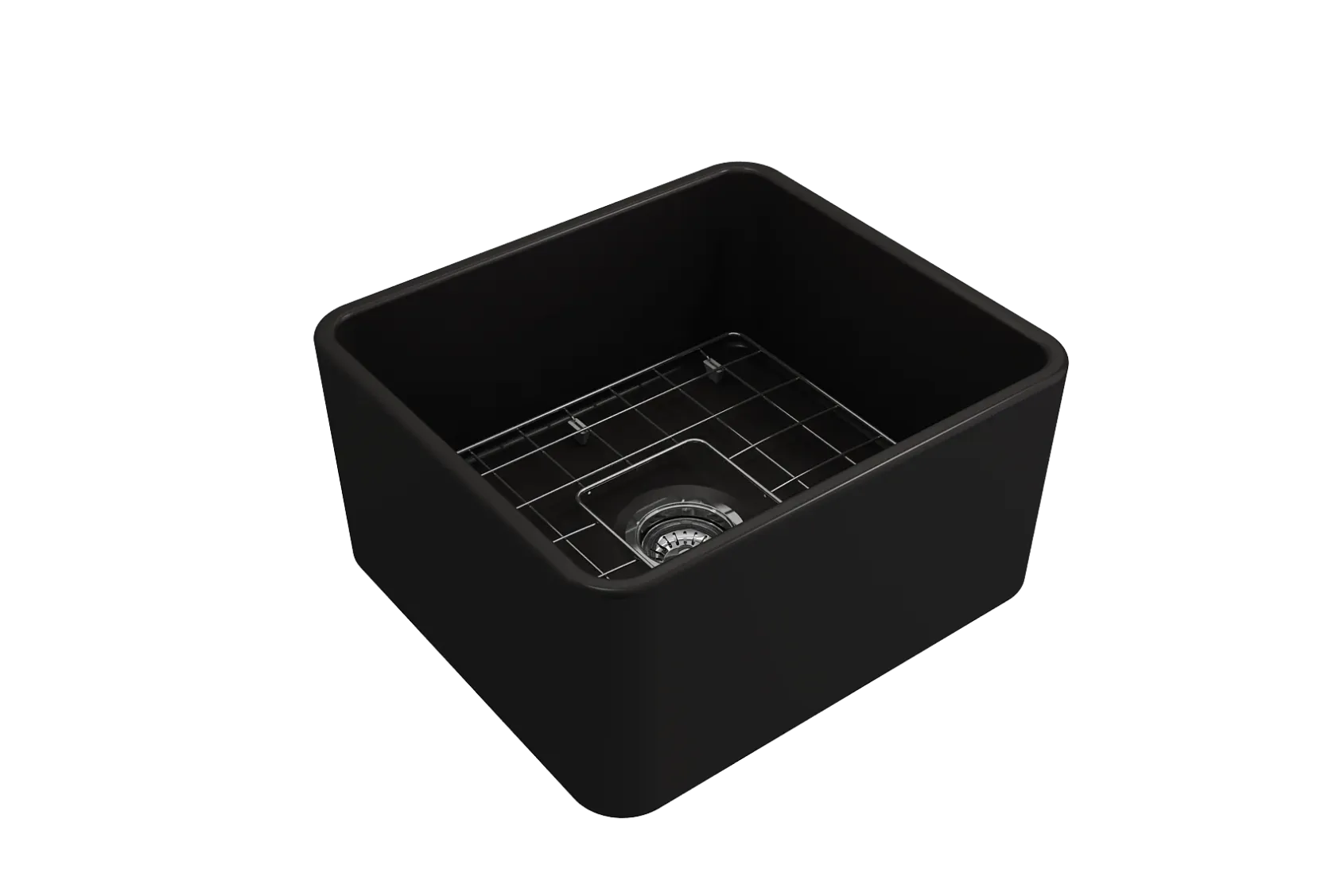 BOCCHI Classico 20" Fireclay Farmhouse Apron Single Bowl Kitchen Sink, Matte Black, 1136-004-0120
