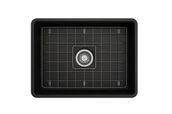 BOCCHI Classico 24" Fireclay Farmhouse Apron Single Bowl Kitchen Sink, Matte Black, 1137-004-0120