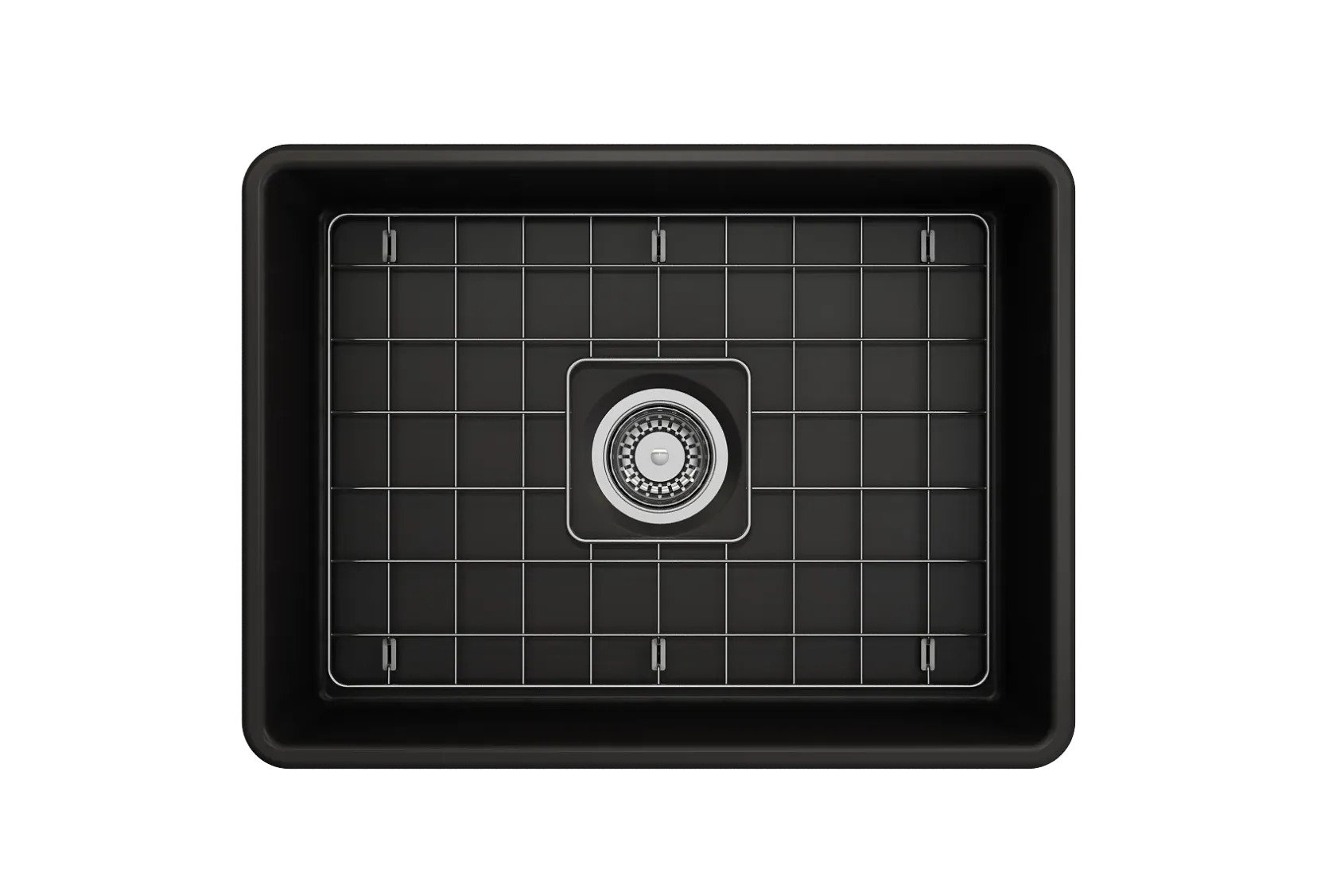 BOCCHI Classico 24" Fireclay Farmhouse Apron Single Bowl Kitchen Sink, Matte Black, 1137-004-0120