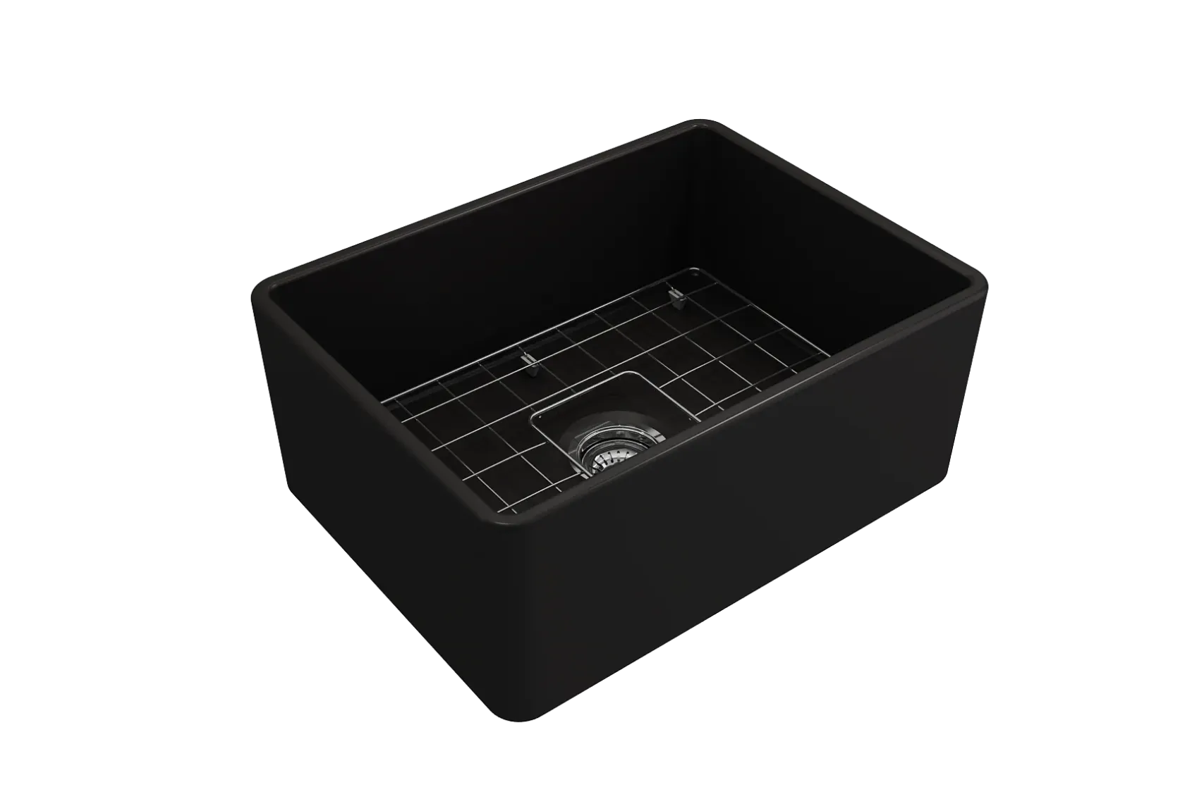 BOCCHI Classico 24" Fireclay Farmhouse Apron Single Bowl Kitchen Sink, Matte Black, 1137-004-0120