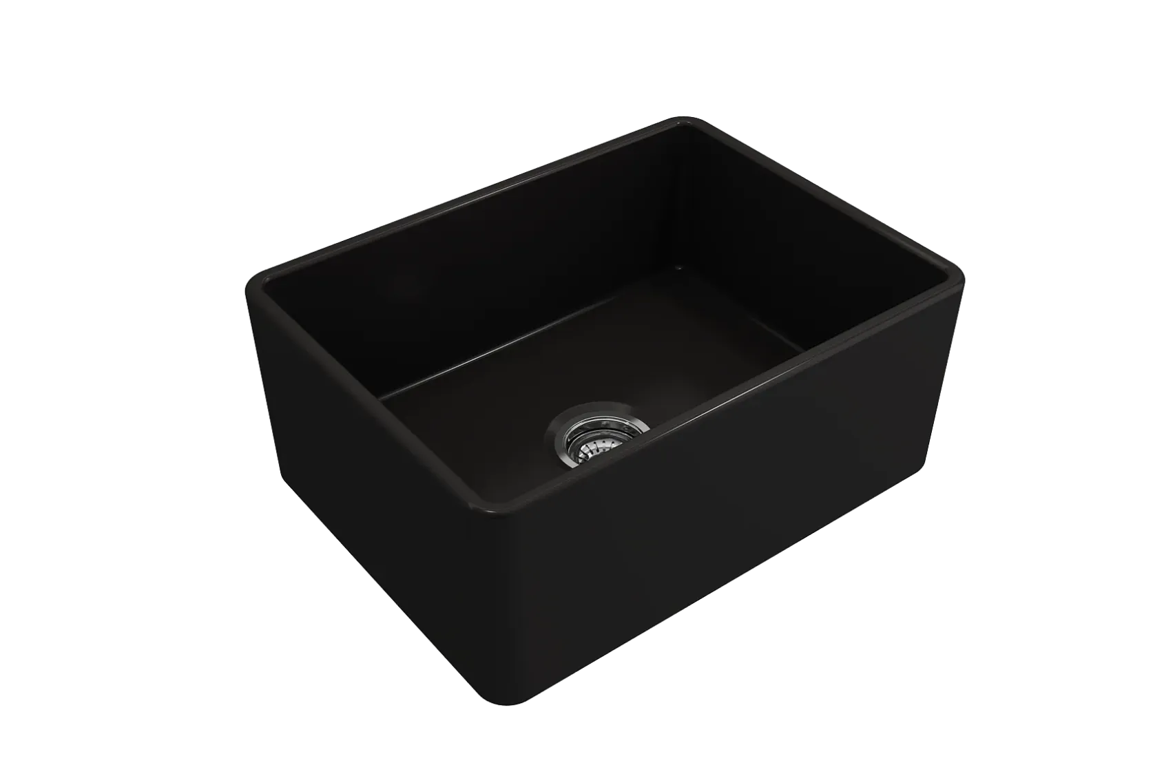 BOCCHI Classico 24" Fireclay Farmhouse Apron Single Bowl Kitchen Sink, Matte Black, 1137-004-0120