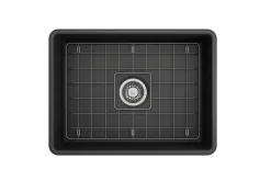 BOCCHI Classico 24" Fireclay Farmhouse Apron Single Bowl Kitchen Sink, Matte Dark Gray, 1137-020-0120