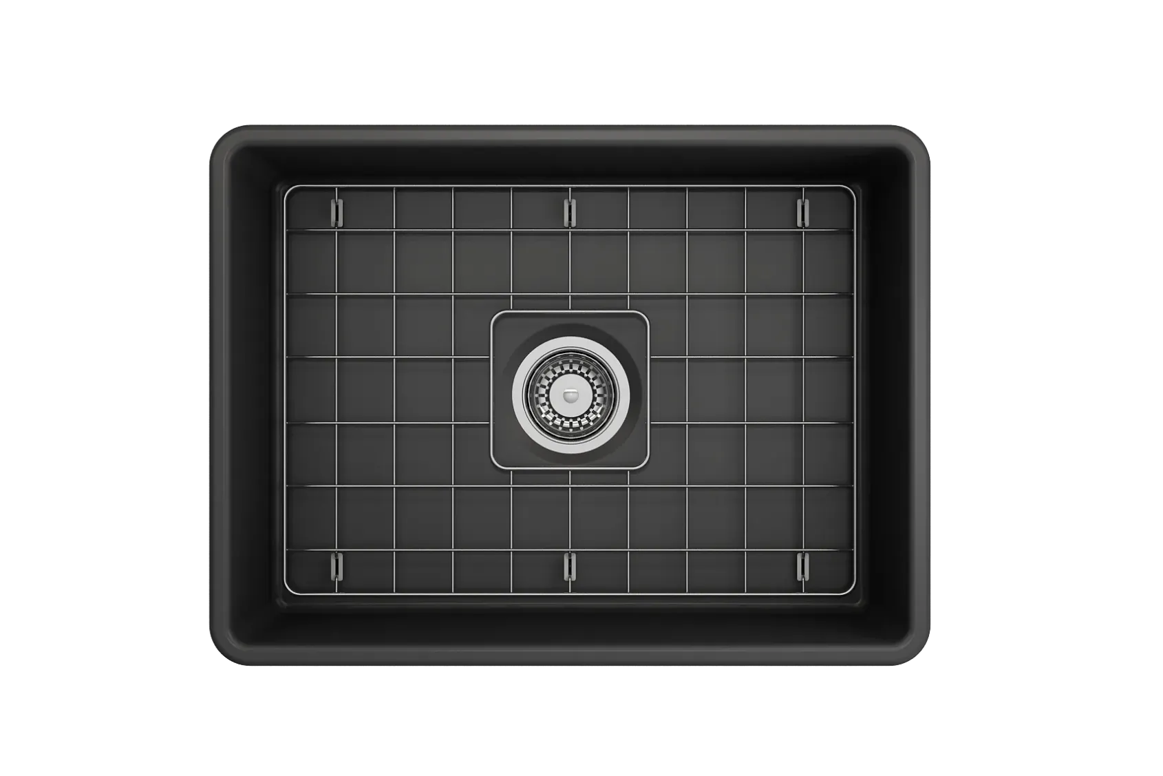 BOCCHI Classico 24" Fireclay Farmhouse Apron Single Bowl Kitchen Sink, Matte Dark Gray, 1137-020-0120
