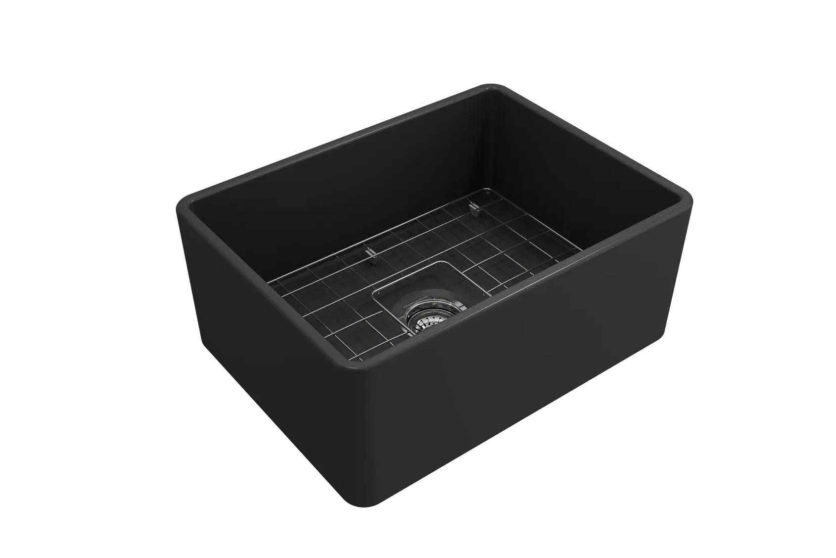 BOCCHI Classico 24" Fireclay Farmhouse Apron Single Bowl Kitchen Sink, Matte Dark Gray, 1137-020-0120