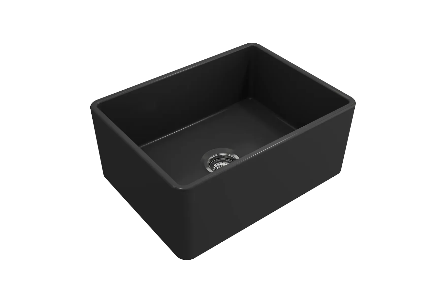 BOCCHI Classico 24" Fireclay Farmhouse Apron Single Bowl Kitchen Sink, Matte Dark Gray, 1137-020-0120