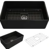 BOCCHI Classico 30" Fireclay Farmhouse Apron Single Bowl Kitchen Sink, Matte Black, 1138-004-0120