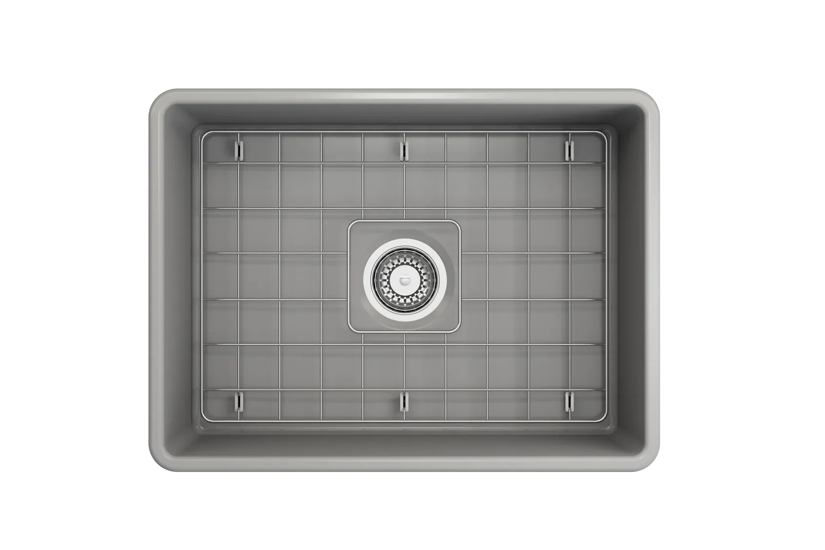 BOCCHI Classico 24" Fireclay Farmhouse Apron Single Bowl Kitchen Sink, Matte Gray, 1137-006-0120