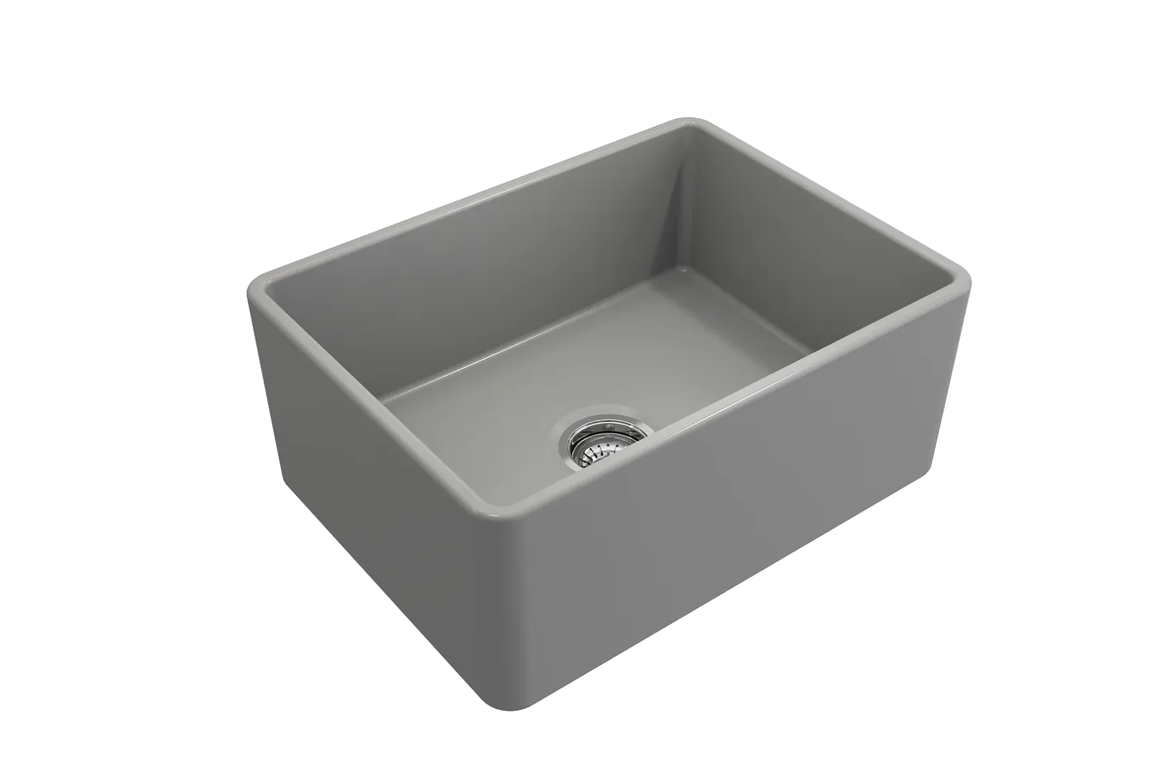 BOCCHI Classico 24" Fireclay Farmhouse Apron Single Bowl Kitchen Sink, Matte Gray, 1137-006-0120