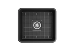 BOCCHI Classico 20" Fireclay Farmhouse Apron Single Bowl Kitchen Sink, Matte Dark Gray, 1136-020-0120