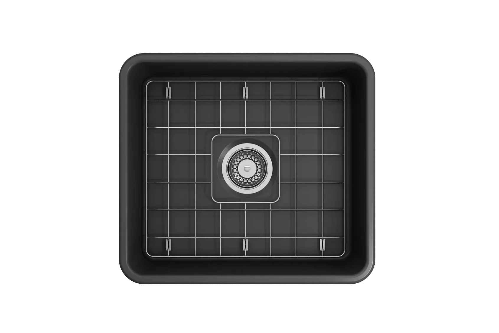 BOCCHI Classico 20" Fireclay Farmhouse Apron Single Bowl Kitchen Sink, Matte Dark Gray, 1136-020-0120