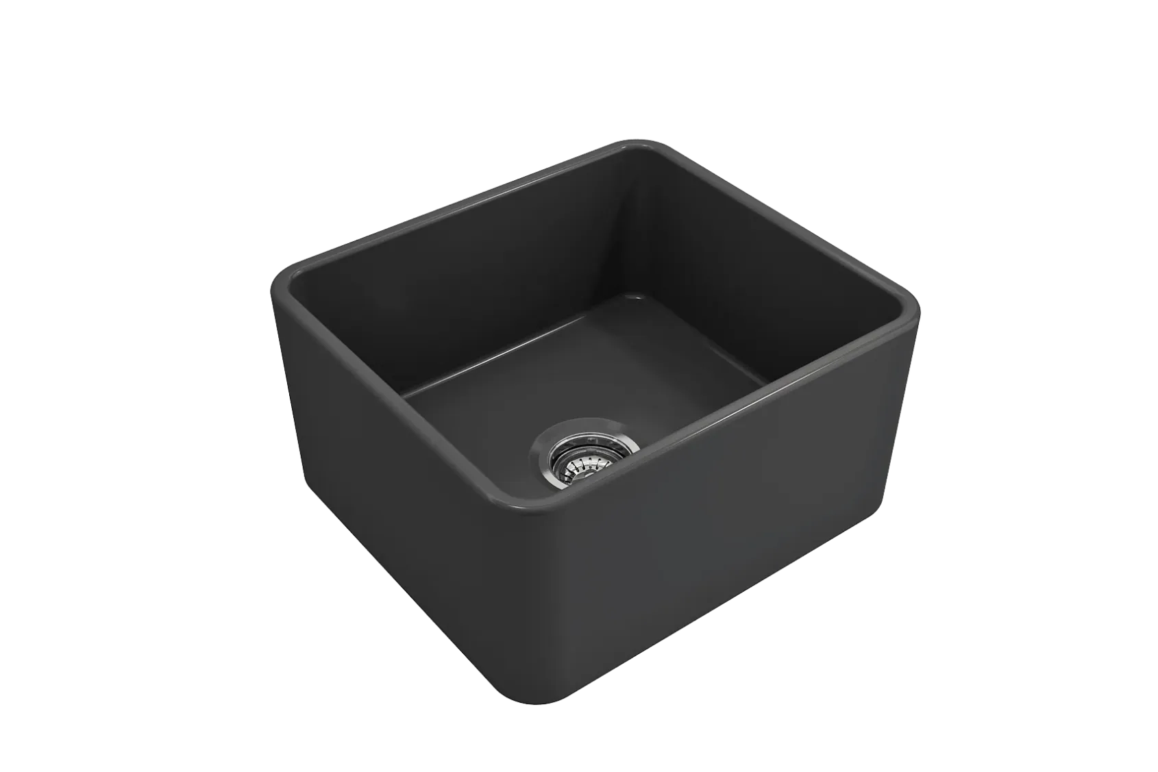 BOCCHI Classico 20" Fireclay Farmhouse Apron Single Bowl Kitchen Sink, Matte Dark Gray, 1136-020-0120