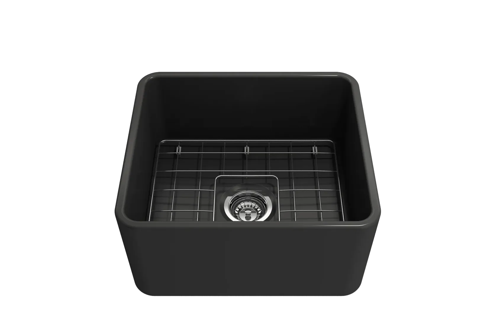 BOCCHI Classico 20" Fireclay Farmhouse Apron Single Bowl Kitchen Sink, Matte Dark Gray, 1136-020-0120