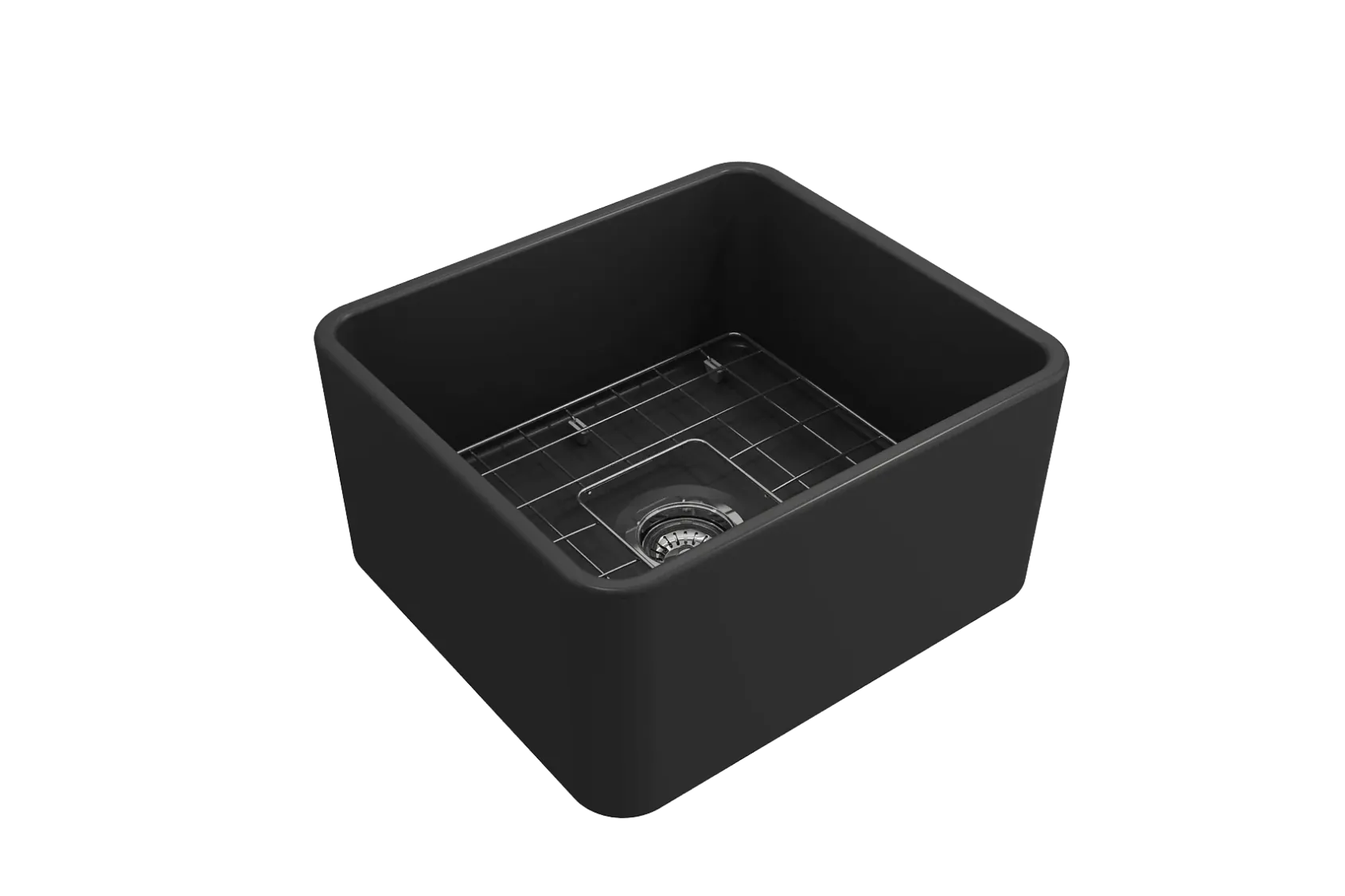 BOCCHI Classico 20" Fireclay Farmhouse Apron Single Bowl Kitchen Sink, Matte Dark Gray, 1136-020-0120