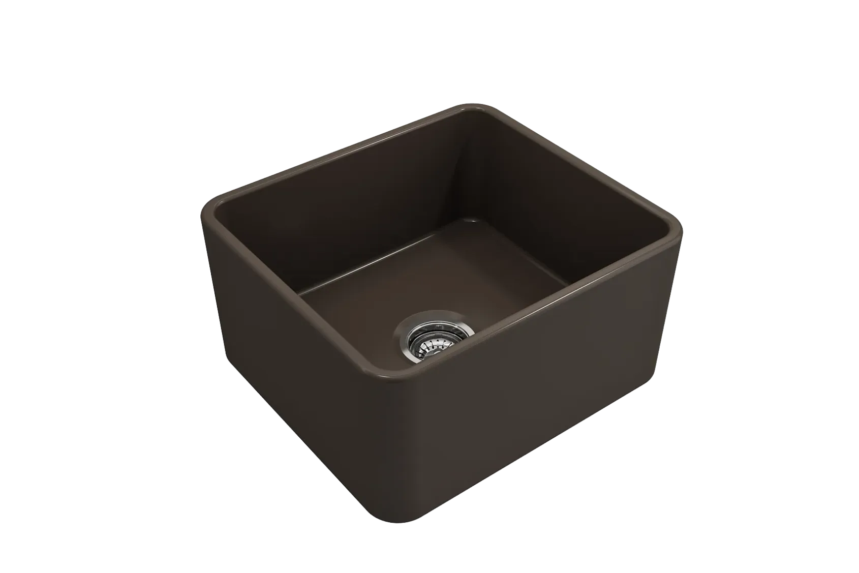 BOCCHI Classico 20" Fireclay Farmhouse Apron Single Bowl Kitchen Sink, Matte Brown, 1136-025-0120