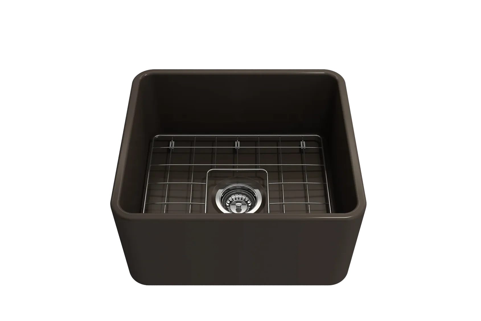 BOCCHI Classico 20" Fireclay Farmhouse Apron Single Bowl Kitchen Sink, Matte Brown, 1136-025-0120
