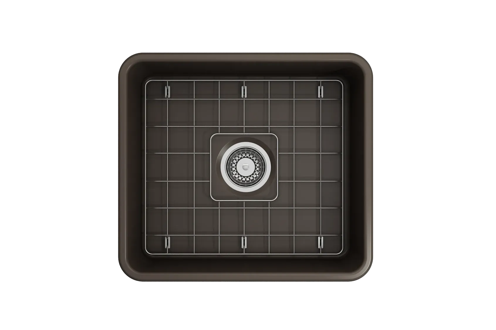 BOCCHI Classico 20" Fireclay Farmhouse Apron Single Bowl Kitchen Sink, Matte Brown, 1136-025-0120