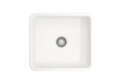 BOCCHI Classico 20" Fireclay Farmhouse Apron Single Bowl Kitchen Sink, White, 1136-001-0120