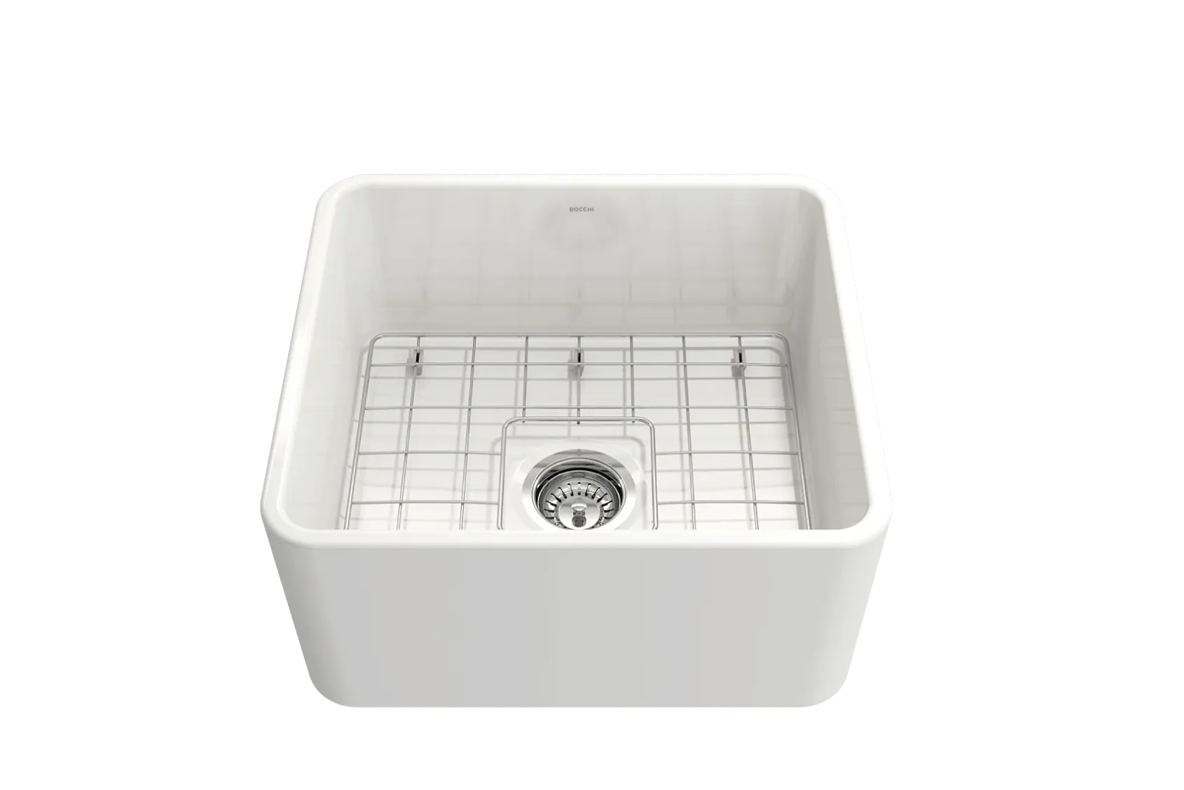 BOCCHI Classico 20" Fireclay Farmhouse Apron Single Bowl Kitchen Sink, White, 1136-001-0120