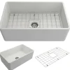 BOCCHI Classico 30" Fireclay Farmhouse Apron Single Bowl Kitchen Sink, Matte White, 1138-002-0120