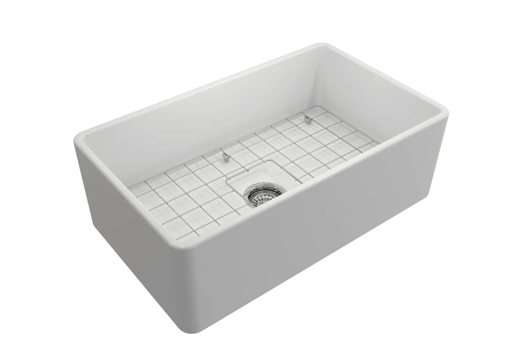 BOCCHI Classico 30" Fireclay Farmhouse Apron Single Bowl Kitchen Sink, Matte White, 1138-002-0120