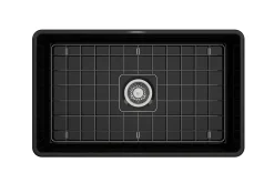 BOCCHI Classico 30" Fireclay Farmhouse Apron Single Bowl Kitchen Sink, Black, 1138-005-0120