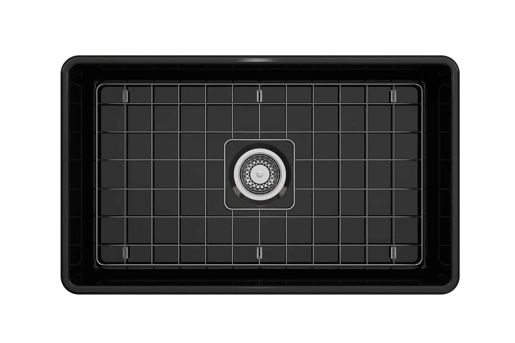 BOCCHI Classico 30" Fireclay Farmhouse Apron Single Bowl Kitchen Sink, Black, 1138-005-0120