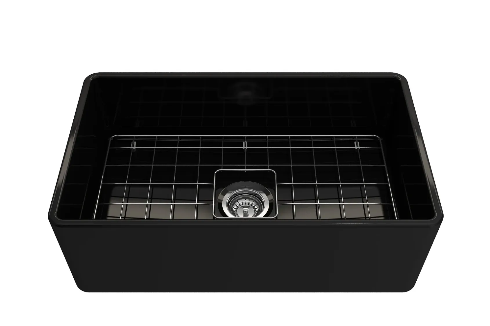BOCCHI Classico 30" Fireclay Farmhouse Apron Single Bowl Kitchen Sink, Black, 1138-005-0120